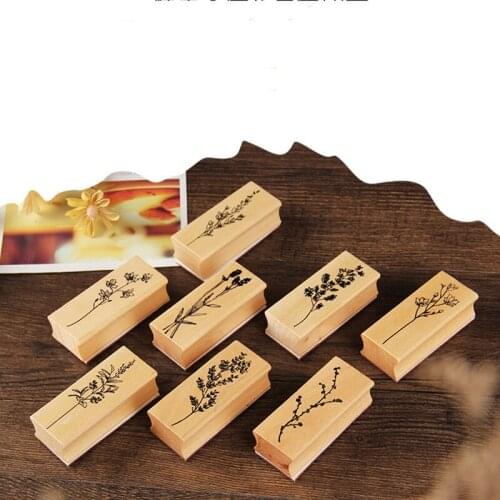 Vintage Plant Tree Wooden Rubber Stamps Set Diy Rubber Stamp For Card Making Scrapbooking