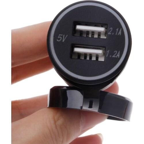 DIN3.1A Motorcycle Waterproof Power Adapter Dual USB Charger With Cigarette Lighter for bmw Hella DIN Motor