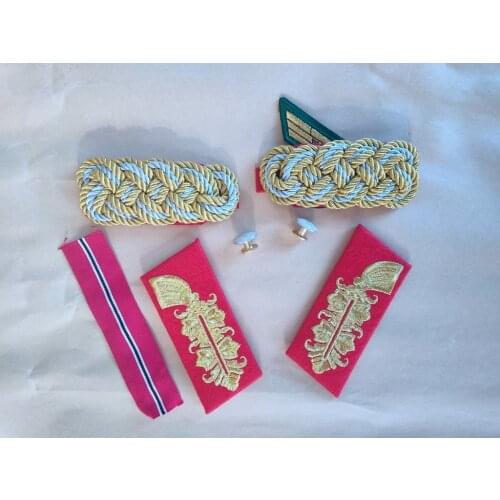 WWII WW2 GERMAN HEER SHOULDER BOARDS EMBROIDERED SILVER BULLION RED MARSHAL TUNIC COLLAR TABS PATCH FULL SET