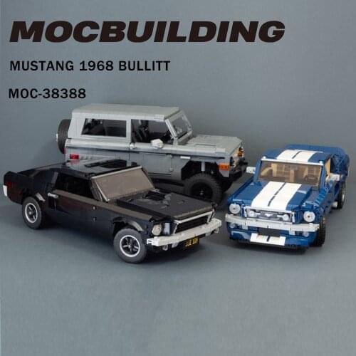 High-tech Power Building Block Super Sports Car Mustang 1968 BULLITT Speed Champion Technology Muscle car DIY Model Kid Toy Gift