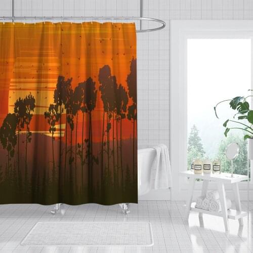 Nordic style natural landscape dusk woods shower curtain windproof bathroom layout home decoration