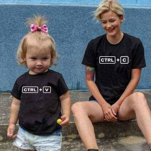 1pcs Family Matching Clothes CTRL + C CTRL + V Family Look Mom Son Daughter T Shirts Summer Family Creative T-shirt Cute Tops