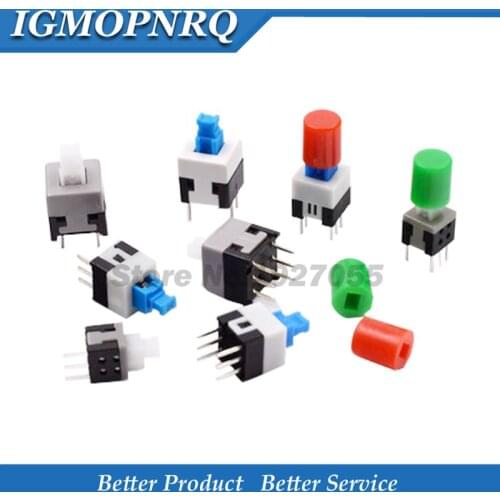 10Pcs Non-Self-Locking Switch / Self-Locking Switch 5.8*5.8 7*7 8*8 8.5X8.5MM Key Switch Cap Switch
