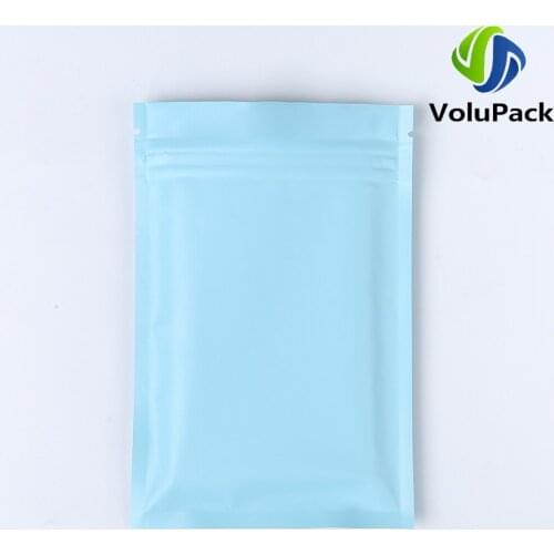 Matte Sky Blue Cosmetic Organizer Bags Smell Proof Tear Notch Ziplock Pouches Multi Sizes Eco Aluminum Foil Mylar Packaging Bags
