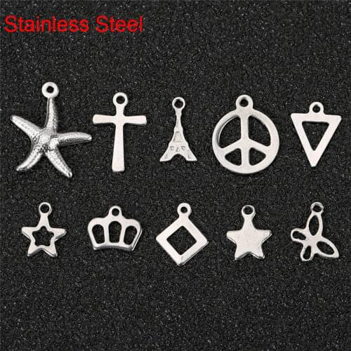 30pcs Random Mixed Stainless Steel Animal Star Starfish Charms Pendants Lot Bulk for Necklace Bracelet Earrings Jewelry Findings