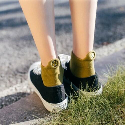 5Pair Lot New Cute Socks Women Smile Pattern Soft Breathable Cotton Socks Ankle-High Casual Comfy Socks Fashion Style