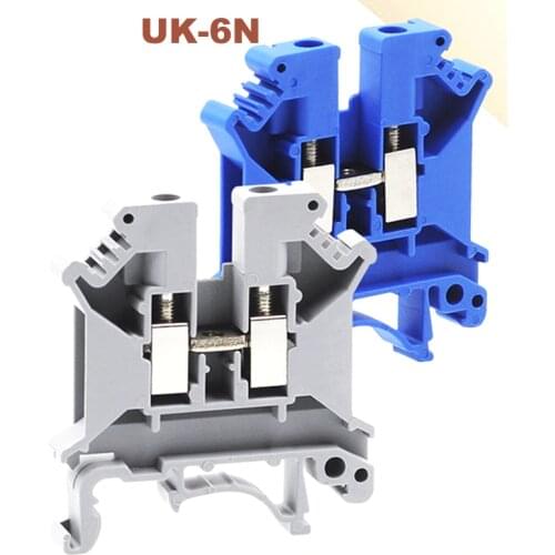 5Pcs Din Rail Universal Screw Terminal Blocks UK-6N Morsettiera Bornier Electrical Wire Terminals Block Connector Brass 6mm²