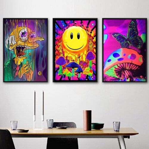 Abstract Psychedelic Acid Print Painting Lsd Wall Pictures For Living Room Bedroom Decor Poster And Prints Home Decorative Art