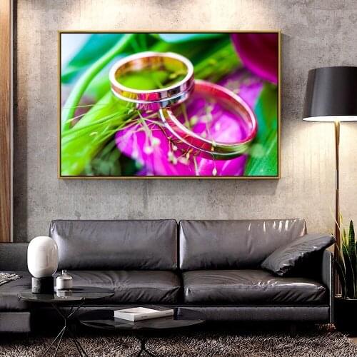 Artcozy Oil Canvas Painting rings_flowers_pair For Home Decoration Wall Art