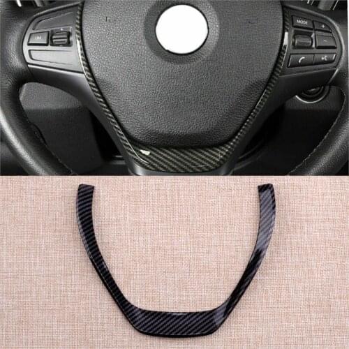 Car Carbon Fiber Style Steering Wheel Decoration Cover Trim Frame ABS Fit For BMW 3 Series F30 F31 F34 2013 2014 2015