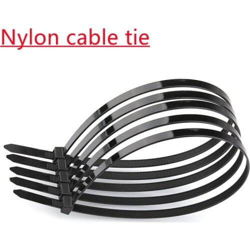 Large powerful buckle self-locking cable tie plastic strap binding belt with black Plastic Zip Loop Wire Wrap 4*150 4*200