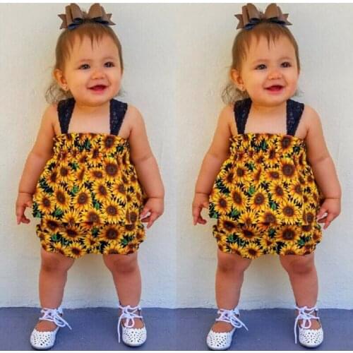 Pudcoco Brand Fashionable T-Shirt Vest Outfit Shorts Pant Sunflower Sunsuit Newborn Baby-Girl 2PCS Outfit Set 0-18M Lace-Tops