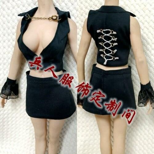 1:6 Scale black jacket skirt Bracers model For 12" tbleague Female Body Action