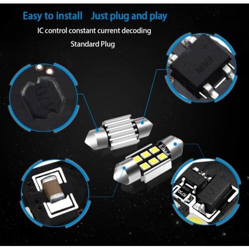 DE3175 DE3022 6428 LED Bulb 1.25" 36MM 3030 smd Interior Car Festoon Dome Map Lights Error Free Canbus License Plate 6000K Xen
