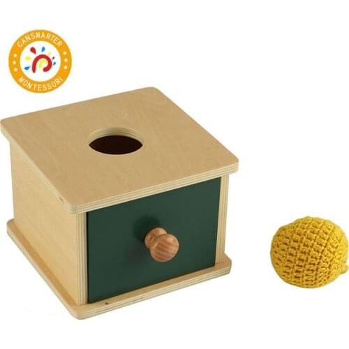 Montessori Kids Toy High-Quality Wood Imbucare Box W/Knit BallPreschool Training