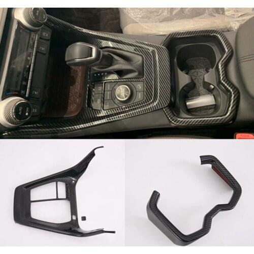 For Toyota RAV4 Rav 4 XA50 2020 2019 Carbon Fiber Gear Box Panel Water Cup Holder Frame Decoration Cover Trim Car Styling