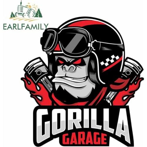 EARLFAMILY 13cm x 11.7cm for GORILLA GARAGE DIY Motorcycle Car Stickers Fashion Occlusion Scratch Anime Decals for Vehicle Truck