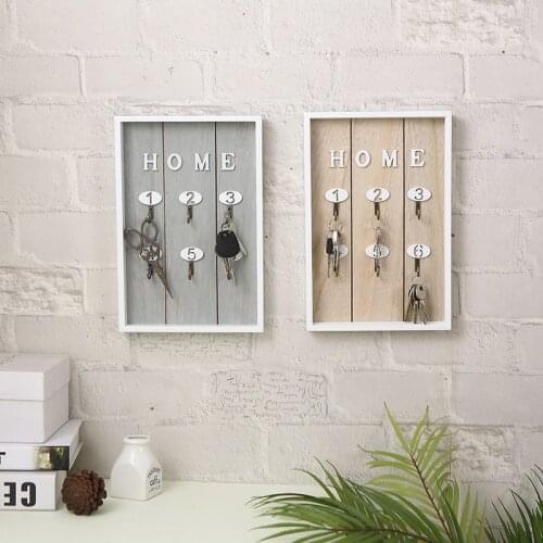 Ключница на стену товары для дома Nordic Style Creative Wall Decoration Key Storage Rack Wooden Frame Wood Shelf Furniture