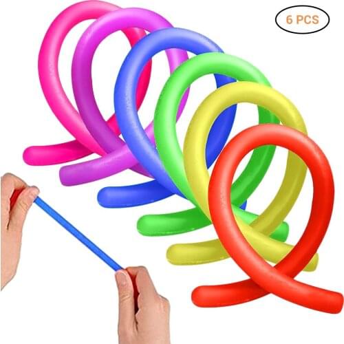 6pcs/set Sensory Reliever 1 Stretchy and x Toys years Stress Fidget String old ADD ADHD Noodle Fidget Anxiety 3 Autism Toy