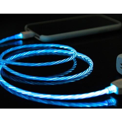 LED Luminous Charging Cable For Huawei Honor Note 10 Xiaomi Mi 9 9t Max 3 lg Micro USB Type C Mobile Phone Charger Flowing Cabel