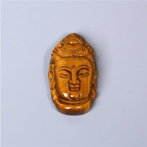 1 pc 23*40 mm Tiger Eye Stone Amulet Buddha Head Carved Pendant For Necklace Handmade Craft Charm DIY Making Jewelry Bracelets