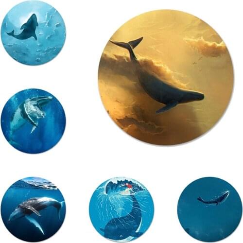 Whales in the sky underwater creatures Badge Brooch Pin Accessories For Clothes Backpack Decoration gift 58mm