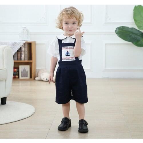 Baby Boy Clothes Set for Newborn Spain Girls Smocked Dress Infant Boys Smocking Top Shorts Suit Brother Sisters Matching Outfits
