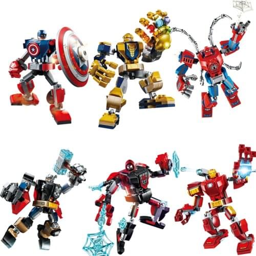 Disney Avengers Superhero Spider-Man Thanos Captain America Iron Man Thor Can Be Assembled With Movable Doll Building Block Toys