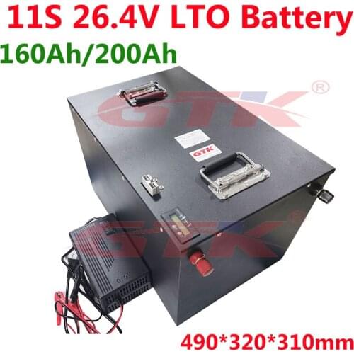 Lithium Titanate Battery Pack 11S 24V 26.4V 160Ah 200Ah lithium for 3600W 24V Solar system Forklift inverter camper+20A Charger