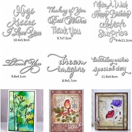 Letters Thank You Kisses Metal Cutting Dies Stencils For DIY Scrapbooking Decorative Embossing Craft Dies Scrapbook Cutting Die