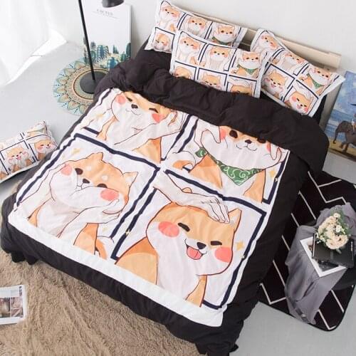 Cute Shiba Inu Soft Bedding Set Pets Dog Queen Duvet Cover Sets Adults/Kids Twin King cartoon new Luxury fashion 3D Bedclothes