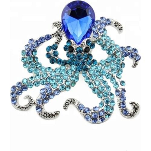 10pcs Fashion Animal Octopus Jewelry Rhinestone Brooch For Women Accessory Designs