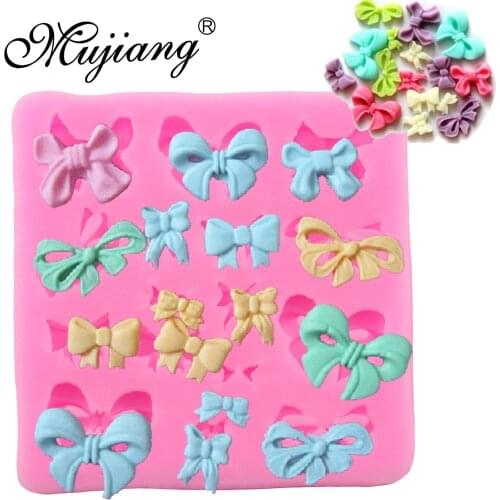Mujiang Bow Ribbon Silicone Cake Baking Molds Cupcake Fondant Cake Decorating Tools 3D Gumpaste Chocolate Candy Clay Moulds