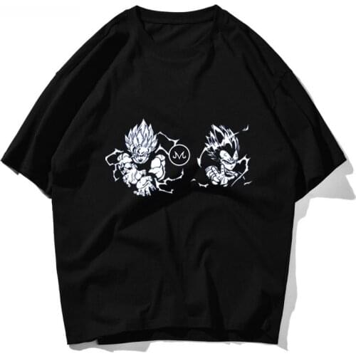Cartoon T-shirt Mens Clothing Anime Super Saiya T Shirts Black Men Harajuku Streetwear Anime Clothes Kawaii boxing Casual