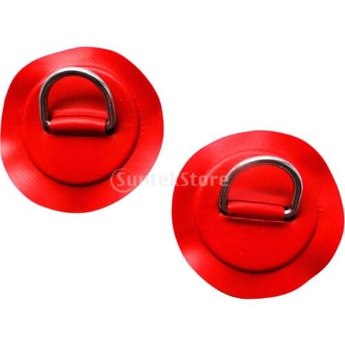 2x Red Durable 316 Stainless Steel D-Ring Pad / Patch for PVC Inflatable Boat Raft Dinghy Surfboard SUP Paddleboard Accessories