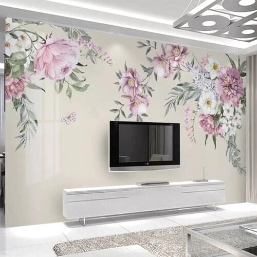 Custom Wallpaper 3D Hand-painted Watercolor Flowers Murals Living Room TV Sofa Bedroom Home Decor Wall Painting Romantic Fresco