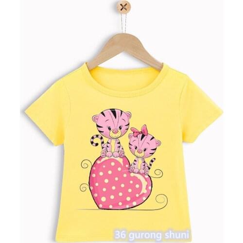 New summer style boys t shirt funny tiger animal cartoon print childrens tshirt fashion toddler baby t-shirt yellow tops