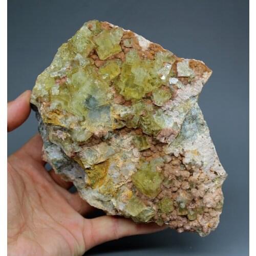 New mineral ! 991g Natural yellow fluorite Cluster mineral specimens Stones and crystals Healing crystal