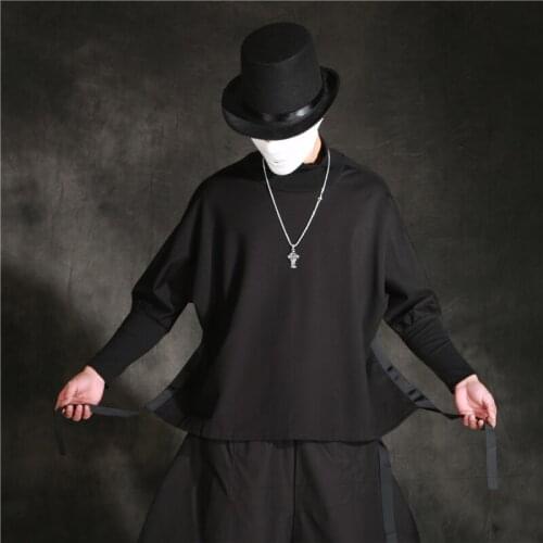 Autumn and winter mens small tall loose bat sleeve bottom shirt fashion personality dark tide brand Harajuku Style Mens sweate