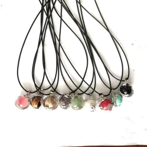 ASHMITA Dragon Pendant Natural Moving Crystal Quartz Ball Gothic Power Healing Chakra Reiki Necklace stone Sphere