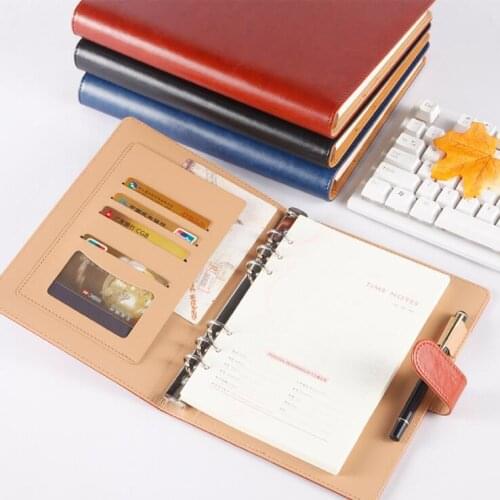 PU Leather A5 B5 Loose-leaf Spiral Business Notebook Hardcover Agenda Journals Line Sketchbook Diary Memo Planner Notepad