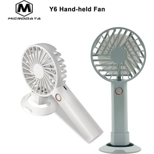 Microdata Y6 Handheld Electric Fan 1200mAh Battery Capacity, 7-Blade Fan, 3-Speed Wind Speed, USB Charging, Low Noise