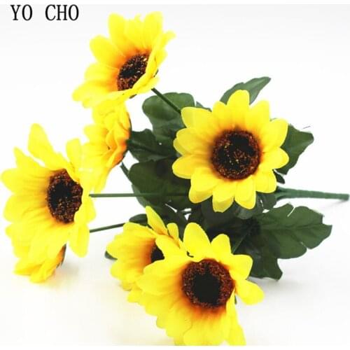 Dropshipping Sunflowers Artificial Wedding Bouquet Exquisite Sunflower Aritificial Flores Decoration for Garden Home Party