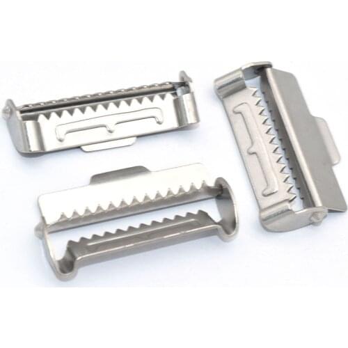 1.5"Silver End Tip Belt Buckle Flat Ribbon Clamp Lanyard clip Suspender clip Ribbon clip Silver Crimp End for Belts Webbing