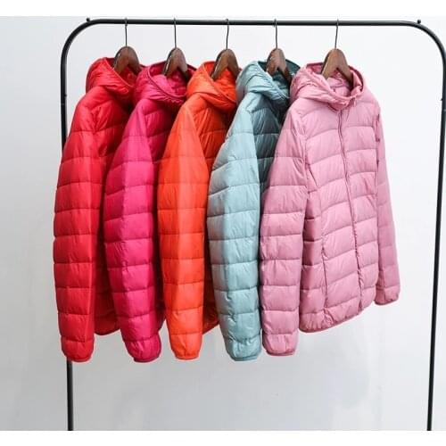 Women Ultralight Thin Down Jacket Spring Autumn White Duck Down Hooded Jackets Warm Winter Coat Parka Female Portable Outwear
