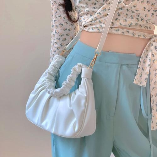 Folded Underarm Bags Clouds Tote Bags for Womens Shopper Purses and Handbags Solid Color Women Bag Cheap Buckle 2021 Female New