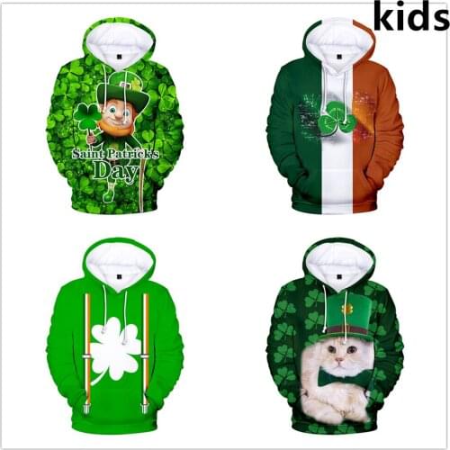 3 to 14 years kids hoodies St. Patricks Day 3D printed hoodie sweatshirt boys girls High Quality Jacket coat children clothes