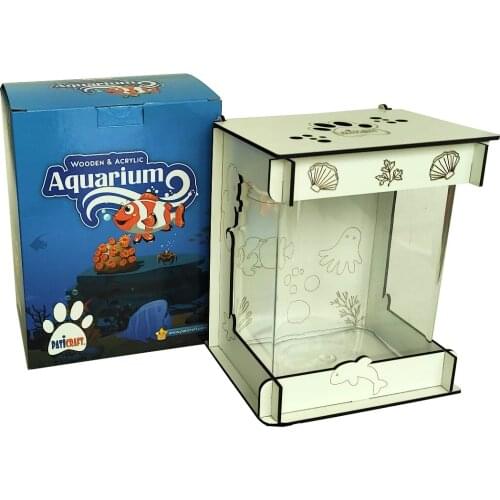 Wood Decorated White Acrylic Aquarium-Beta Bell Jar