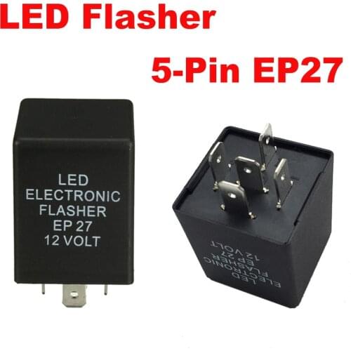 2pcs 12V Universal 5-Pin EP27 Electronic Flasher Relay FIX Motorcycle Turn Signal LED Lamp Hyper Flash For Ford Jeep Lincoln