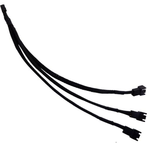 High Quality 4 Pin PWM Fan Cable 1 To 3 Ways 1PC Splitter Black Sleeved 27cm Length Extension Cable Connector